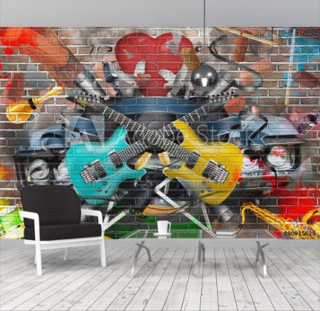 Image de Collage of music color and bright musical background